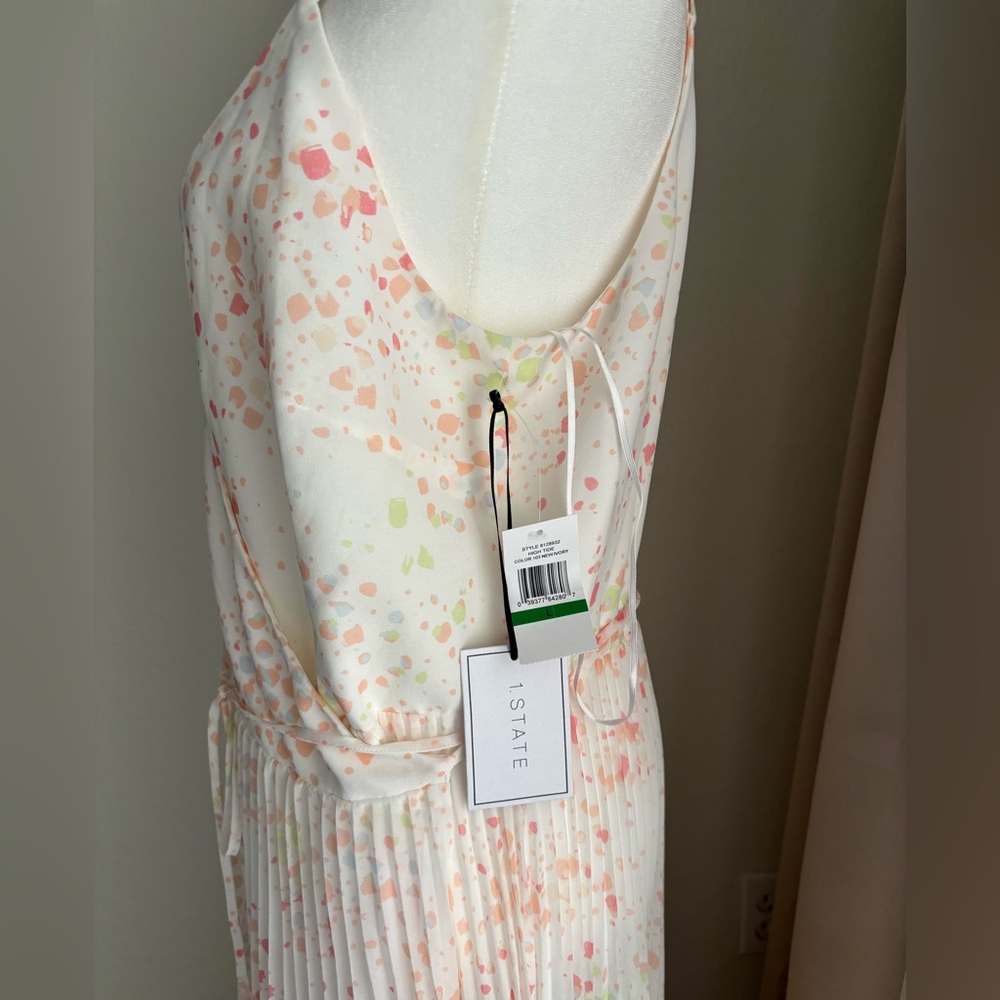 1.STATE Woman's Plated Bottom Pastel Colors Sun Dress size L